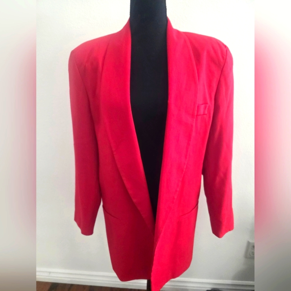 Michelle Stuart Bold Red Blazer Sz 14